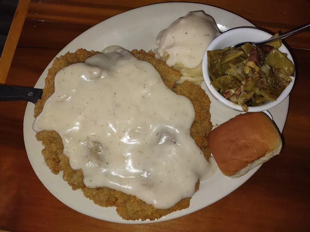 Chicken Fried Steak Mashed Potatoes and Green Beans